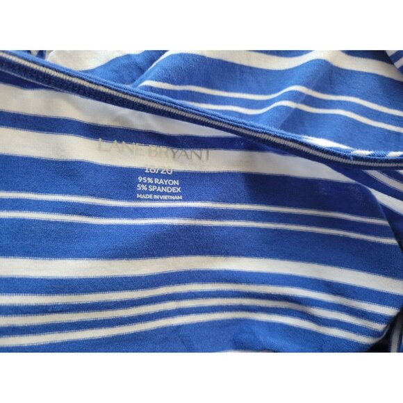 Lane Bryant Womens Top 18 20 Pullover 3/4 Sleeve Draped Blue Stripe STR131E - Picture 6 of 7